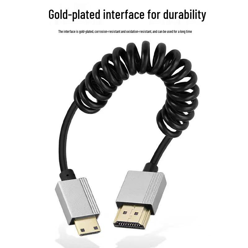 Ultra-thin Retractable HDMI to Mini HDMI 2.0 4K 60Hz Cable for HDTV, Computer, Projector, Camera
