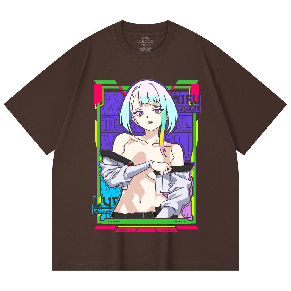 230 Gsm 100% Cotton Cyberpunk V11 Lucy Waifu Print Unisex Heavy Cotton T Shirt