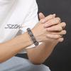 Fongten 23cm Totem Bracelet For Men Stainless Steel Cross Chain Charm Wristband Bangle Bracelet Men Silver Color Jewelry