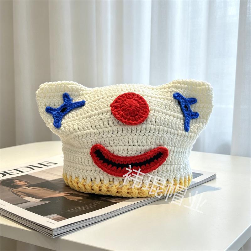 Funny Cartoon Clown Sausage Mouth Woolen Hat Warm Knitted Pullover Hat Hand Crochet Hat