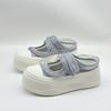 Thick bottom heightening bag head half slippers women's 2025 summer new Velcro mesh breathable casual Mary Jane sandals