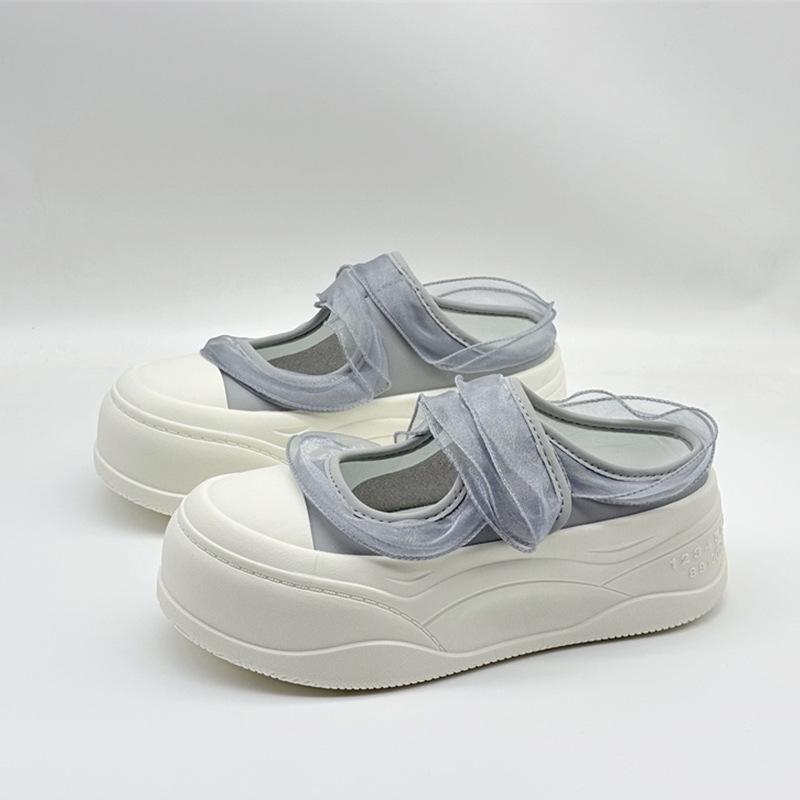 Thick bottom heightening bag head half slippers women's 2025 summer new Velcro mesh breathable casual Mary Jane sandals