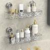 Wall Mounted Organizer Shelf Glacier Pattern Suction Shower Caddy Multifunctional Bathroom Storage Rack for Bathroom Kitchen