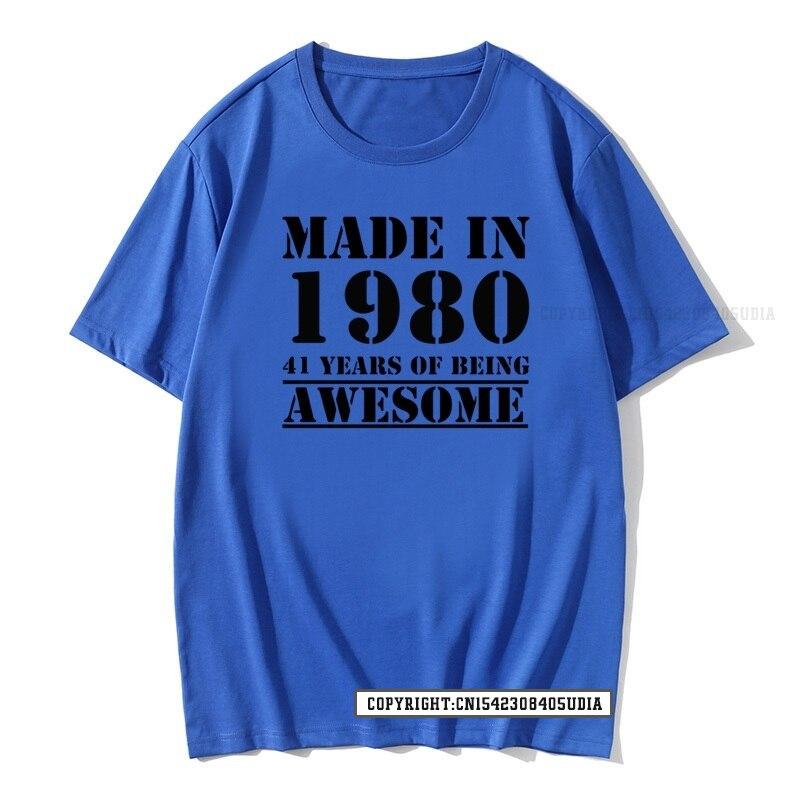 Grappig Gemaakt In 1980 41 Jaar Geweldig Zijn Verjaardag Print T-shirt Katoenen T-shirts Mannen Slim Fit Modieuze Tops Shirt