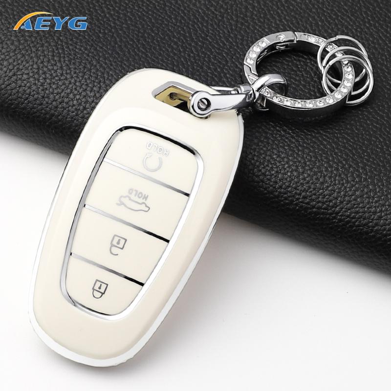 Fashion Soft Tpu Car Key Case Cover Shell For Hyundai Santa Fe Tucson Nexo Nx4 Atos Prime Solaris Key Fob Accessories