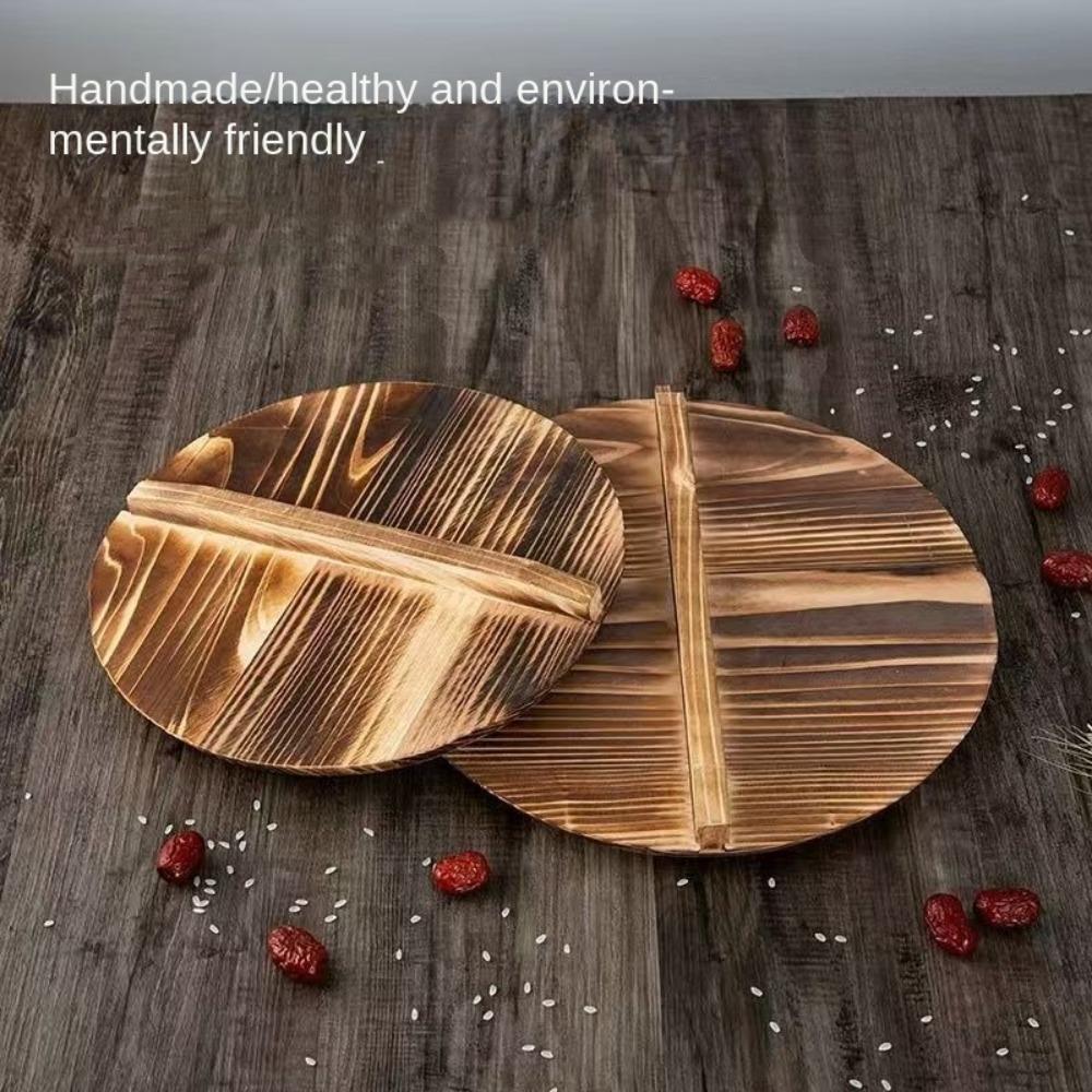 Traditional Universal Wooden Pot Cover 22-34cm Anti Scalding Iron Wok Pan Lid Round Cookware Parts Kitchen Accessories