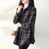 Coat for Women Cotton Casual Oversize Double Layer Plaid Long Shirt Top Jacket