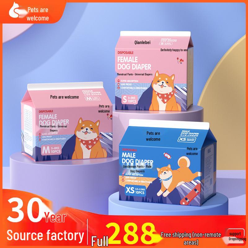 Pet Joy Disposable Dog Diapers - Color-Changing Sanitary Pants for Female and Male Dogs