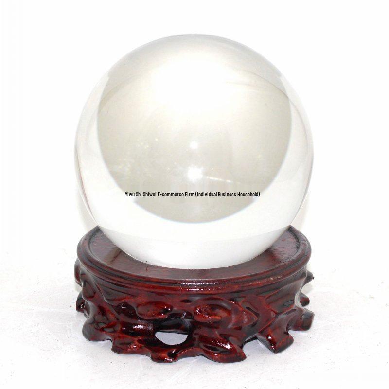 Gourd Crystal Ball Wooden Base Handcrafted Round Concave Stand