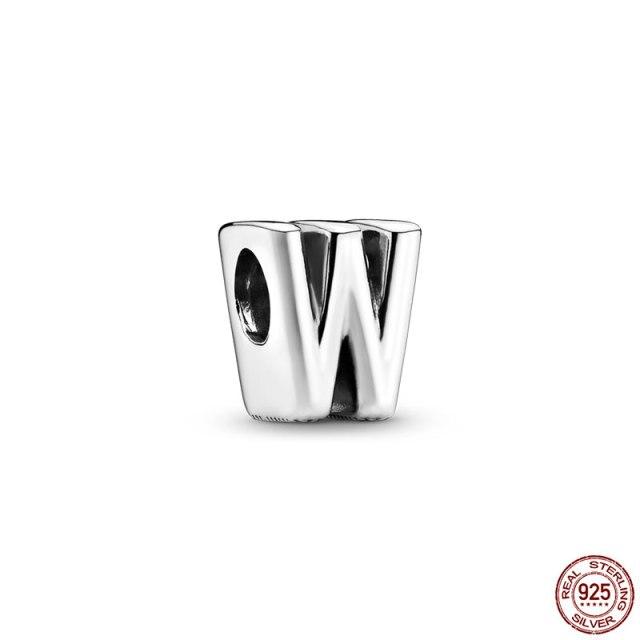 100% Γνήσιο μενταγιόν από ασήμι 925 αναμνηστικό γράμμα A-Z Series Beading Γνήσιο κόσμημα Panjia Charm βραχιόλι