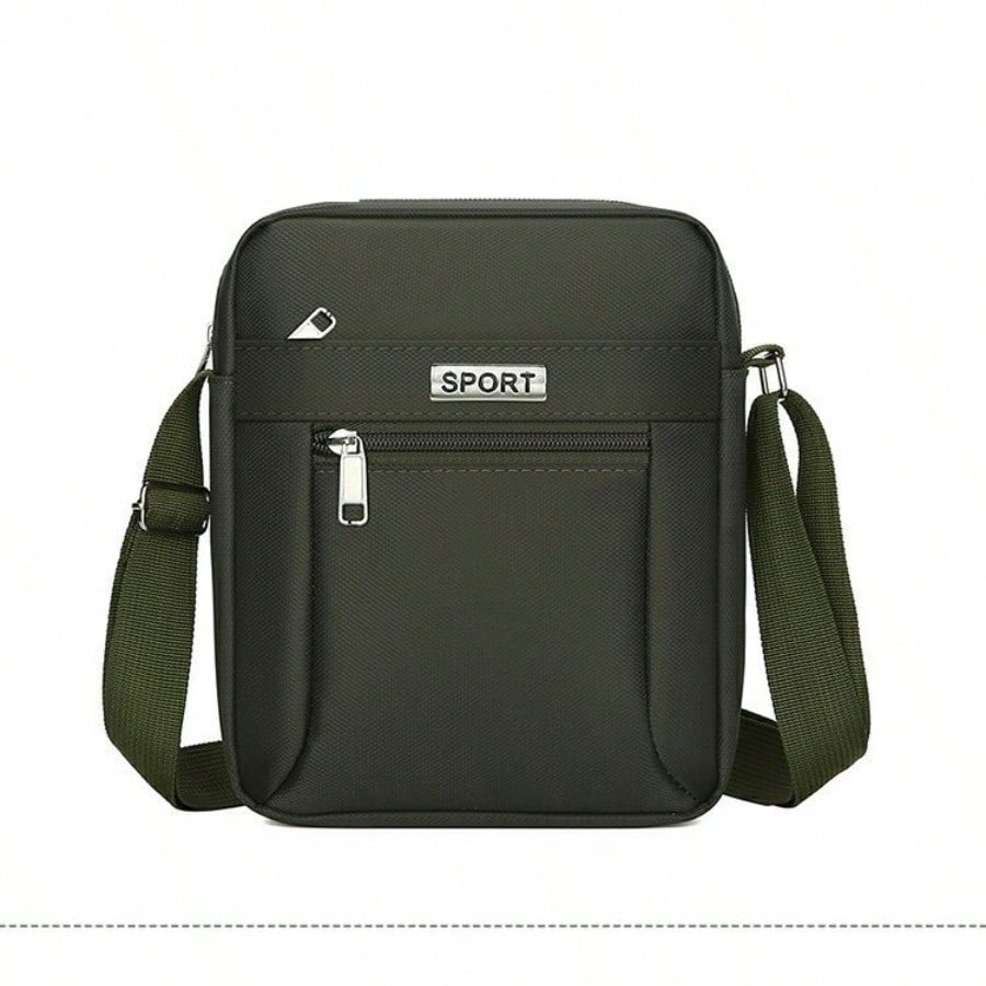 Sac bandoulière en tissu Oxford pour homme Petit sac à bandoulière décontracté Mallette d'affaires légère Utilisation quotidienne en extérieur Sacoche homme polyvalente pour petit format Green multicolore
