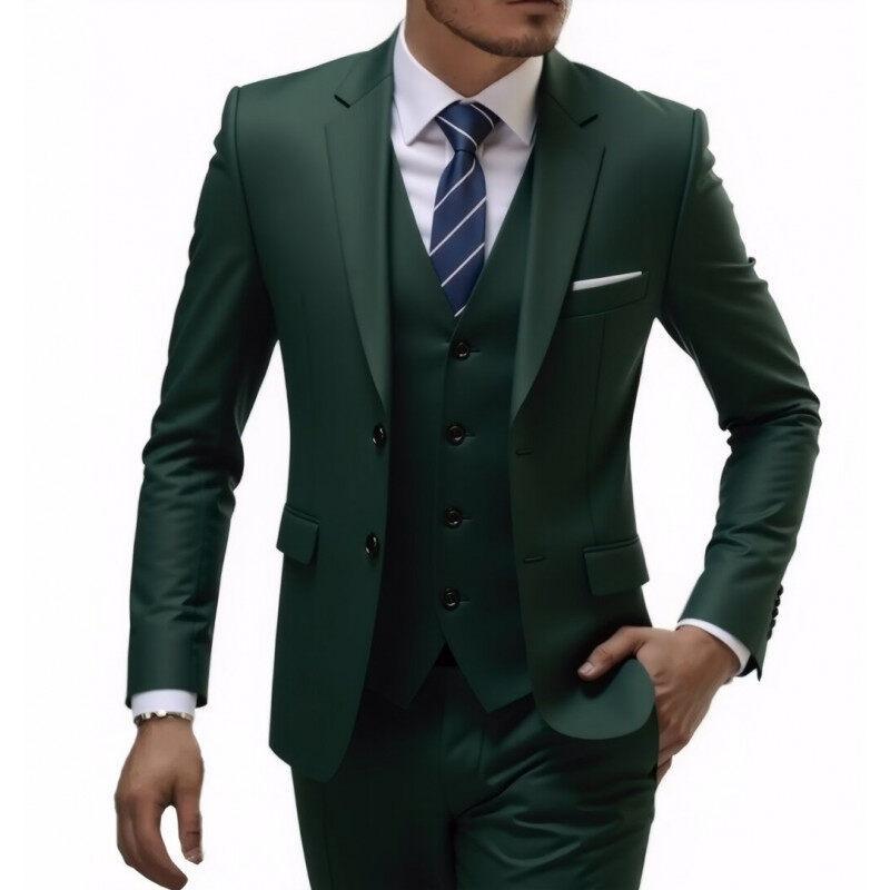 Two-piece Suit Men's Fashionable Gentleman Business British Style Solid-color Banquet Host Casual Wedding Suit