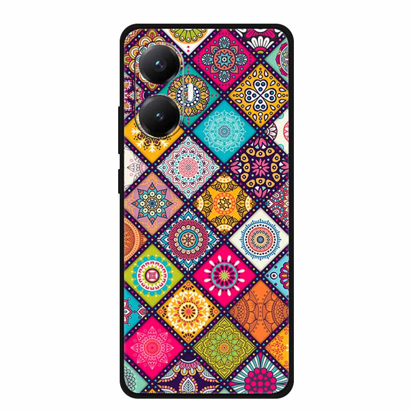 3D Cover For Redmi Turbo 4 Pro 5G Black Bumper Shell Flower Emboss Case Xiaomi POCO F7 Cartoon Flowers Anime Funda Phone Covers
