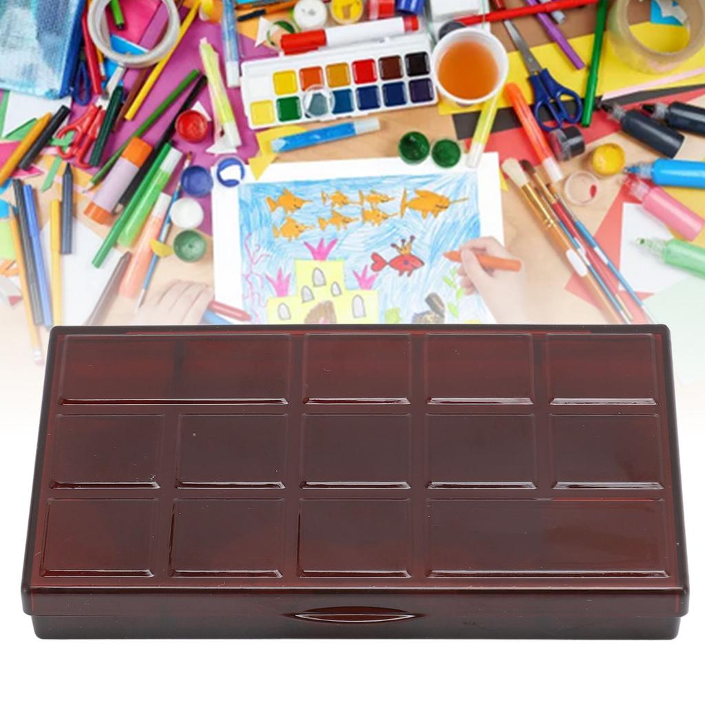 2pcs 15 Grids Transparent Paint Box Clear Plastic Painting Pigment Box Portable Leakproof Watercolor Palettes Box for Artists Students Kids