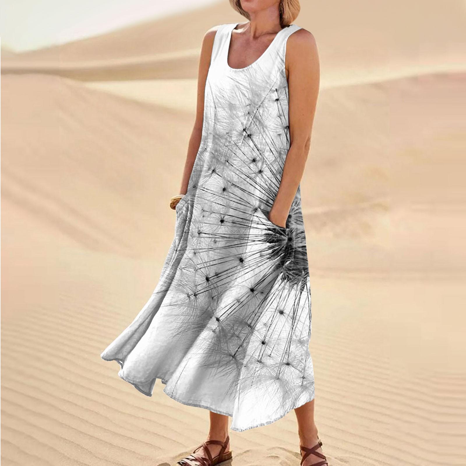 

Женское летнее повседневное модное платье без рукавов с карманом и круглым вырезом