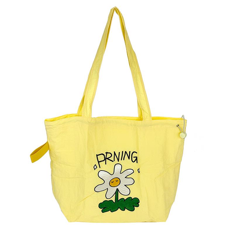 

Women s Korean Style Canvas Handbag - Large Capacity with Cartoon Print темно-желтого
