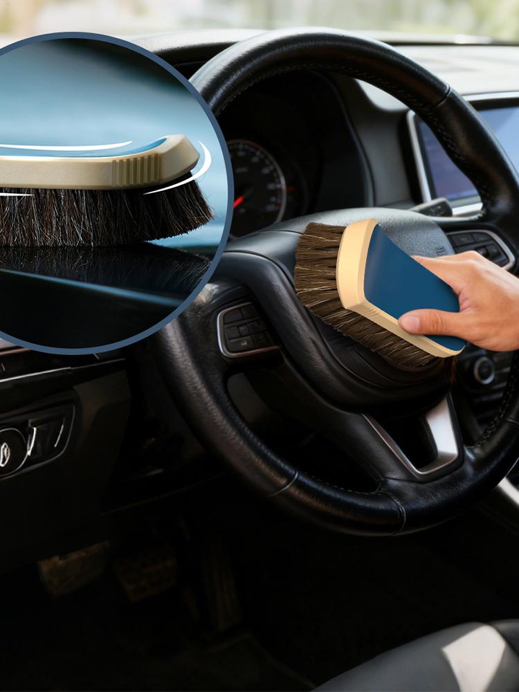 Car Detailing Brush, Horsehair Bristles Vehicle Duster Automotive Interior Dusting Brush for Car Owners Sedan Truck SUV RV Air