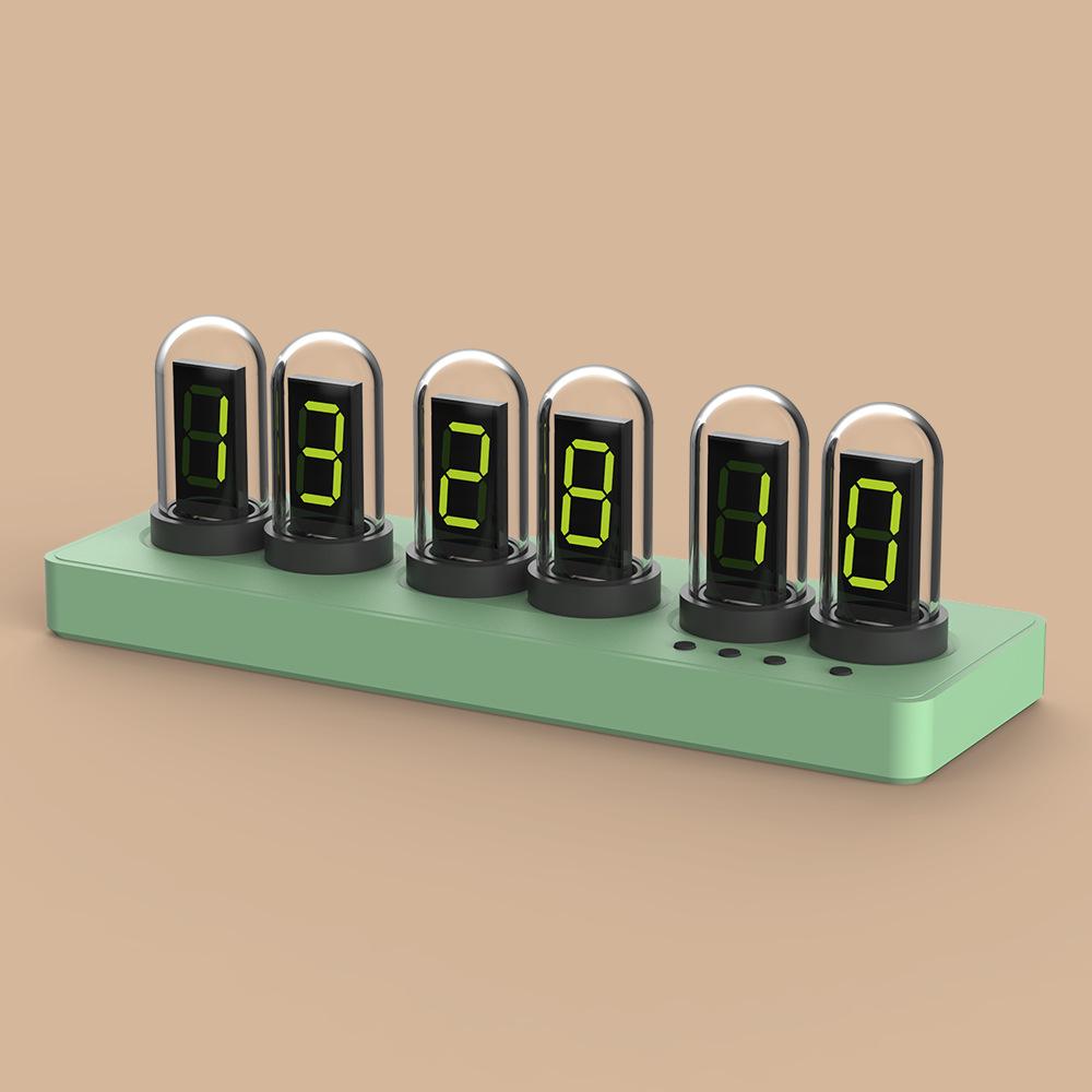 New Rgb Aluminum Alloy Pseudo-Nixie Tube Clock Miniips Computer Desktop Clock Ornament Transparent Desktop Smart Clock