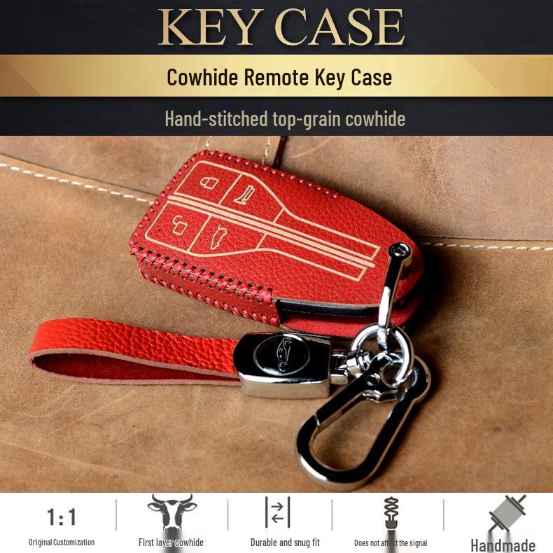 Cowhide Key Protector for Hongqi HS5/H7/EQM5/HS7/H9 Remote Keys.