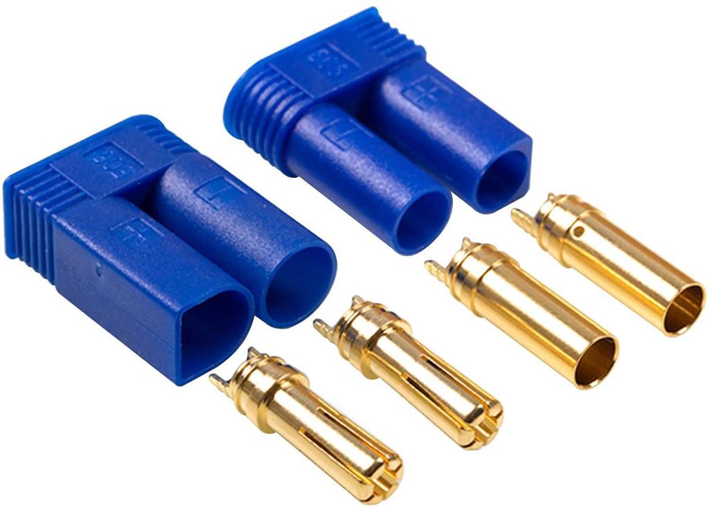 Set of 5 Pairs EC5 Male-Female Connectors – High Conductivity – Ideal for RC Model Batteries – Blue – Polyester
