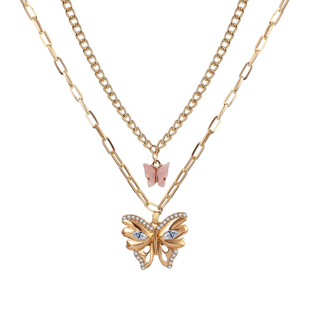 

Y2K Ожерелье-бабочка Письмо-кулон Модные украшения Ретро-кулон-бабочка Элегантный золотой
