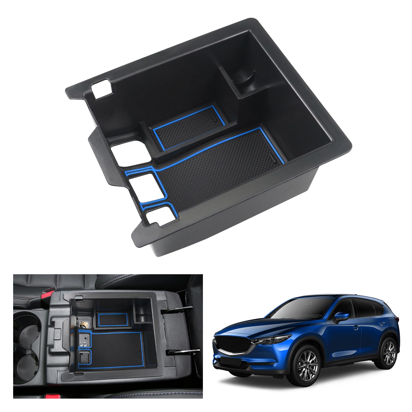 

GAFAT Car Storage Box for Mazda KF Series Console Interior KF Center Console External Console Console Box with Coin Small Item and Design CX-5 (2nd синий