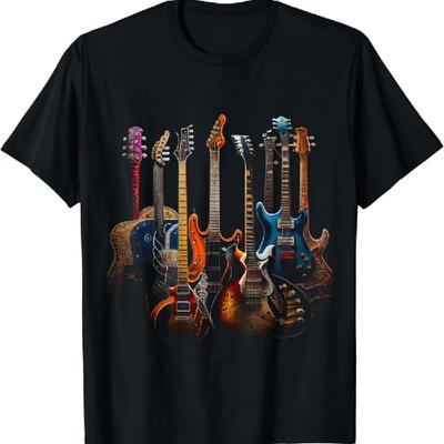 Guitars Guitarists Gift T-Shirt Music Lovers Rock Custom Printed Graphic Shirts Unisex Summer Soft Tops Camisetas