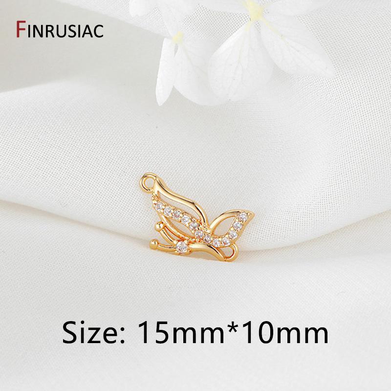 

14K Gold Plated Brass Inlaid Zircon Butterfly Connectors For Jewelry Making Supplies DIY Bracelet Accessories Handmade Material 1 piece