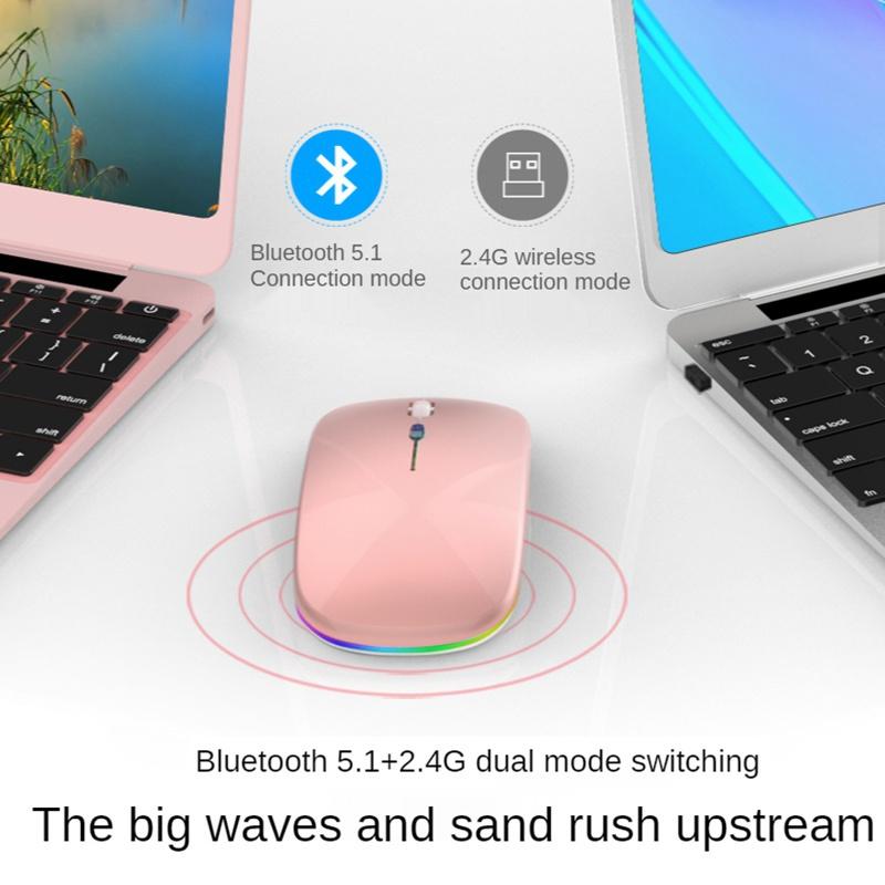2.4G Bluetooth Mouse RGB Wireless Charging Mouse Luminous Ultra-Thin Silent Mute Mice USB Mause