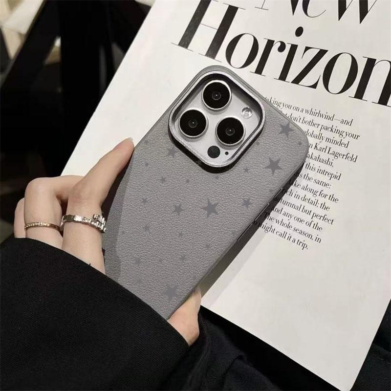 Ins Korean Full Screen Gray Stars Case For Samsung S25 Ultra S24 S23 S22 S21 FE Plus A56 5G A36 A26 A16 A55 A54 A53 Soft Cover