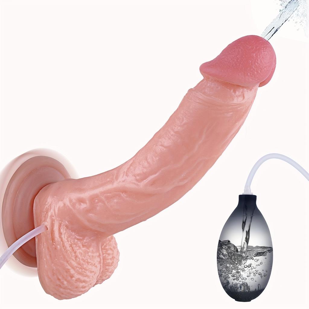 8.3 Inch Realistic Silicone Dildo with Curved Shaft – Skin Texture Design, Refillable Liquid Feature, Strong Suction Cup, Hands-Free Adult Toy
