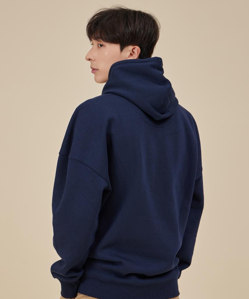 Basic Oversized Wide Shoulder Hoodie_Navy