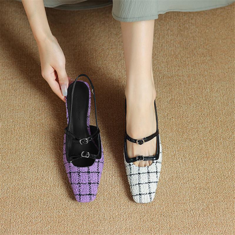 Fashion New Summer Sandals Cover Toe Sandals for Women High Heels Sandals Fashion Mixed Color Ladies Shoes Purple Office Women Shoes