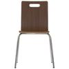 Walnut-colored plywood chair with stainless steel frame. Model WERDI A