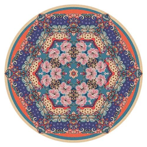 Persian Style Living Room Decoration Carpet Retro Round Rugs for Bedroom Home Chair Floor Mat Large Area Non-slip Washable Rug