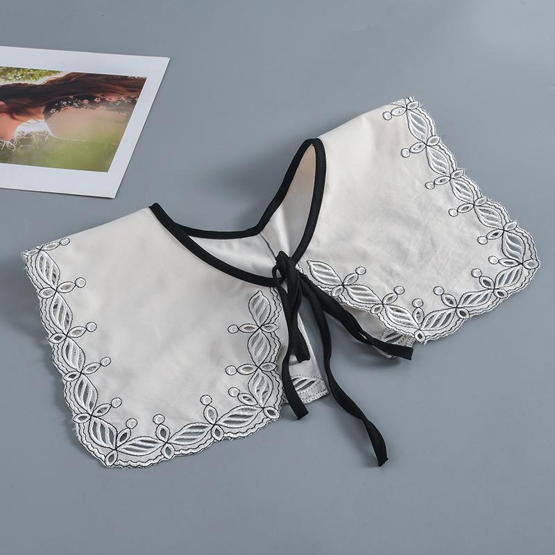 Fashion  Women Girls Lolita Doll Shawl Fake Collar Embroidery Necklace Lapel Blouse Shoulder Wrap Short Capelet False Collar