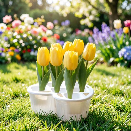 Tulip Bulb Planter Hydroponic Plant Growing Container with Clear Water Reservoir Multi-Hole Hydroponic Planter for Home Gardening Narcissus Hyacinth