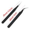 Stainless Steel Nail Art Tweezers - Black Curved & Straight Tips for Eyelash Grafting, Rhinestone/Picking Decorations, Multi-functional.