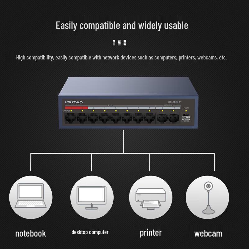 HIKVISION 10-Port Fast Ethernet PoE Switch