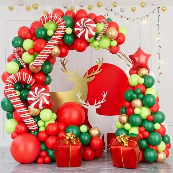 Christmas Candy Cane Gift Aluminum Film Balloon Set Birthday Party Decoration Room Decoration