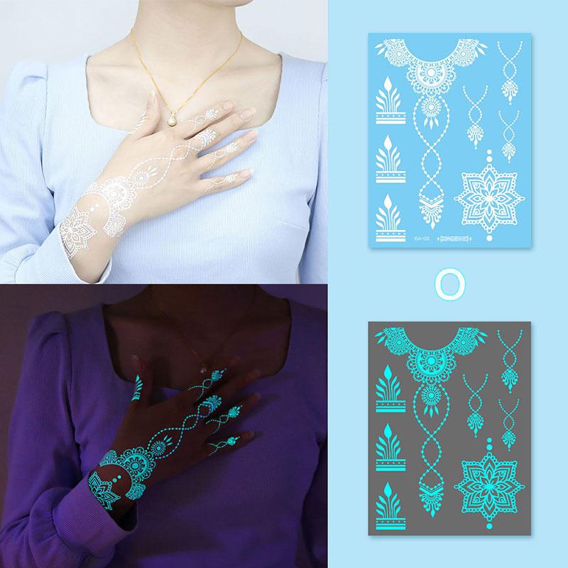 Glow In Dark Temporary Tattoo Stickers Temporary Waterproof Long Lasting Tattoos Stickers