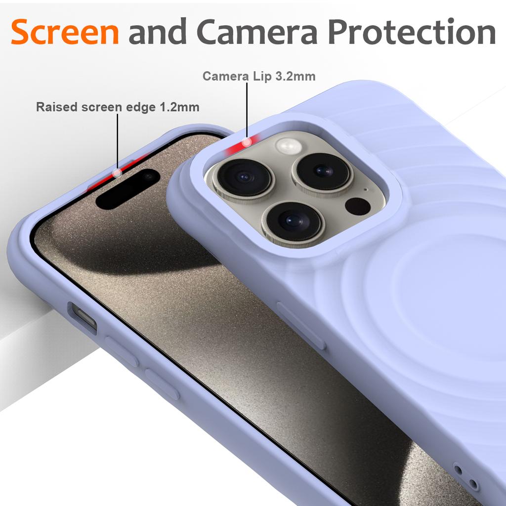 For iPhone 14 Pro Case Water Ripple Texture Liquid Silicone Slim Phone Shell Compatible with MagSafe