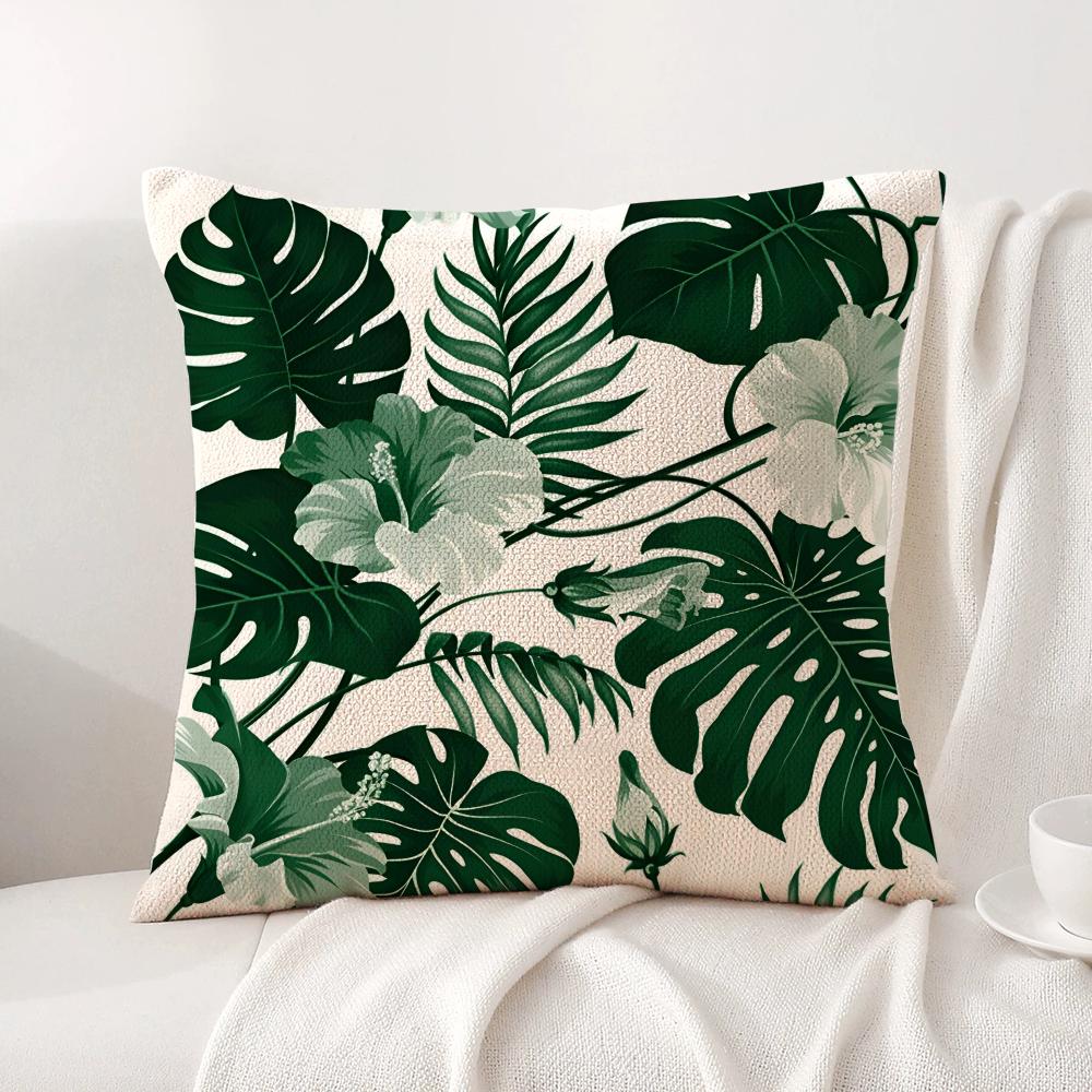 Classic Palm Leaves Cushion Cover Natural Linen Organic Fabric DoubleSided Printing Sofa Home Decor Gift Pillow Cover