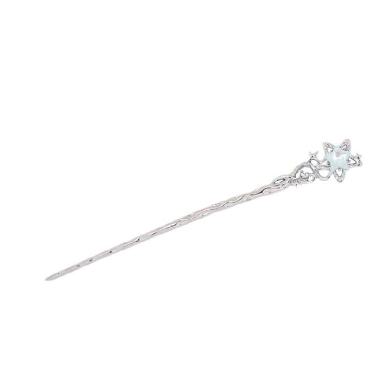 Carvings Moon Hair Stick Tasseled Moonstone Hairpiece with Sparkling Moonstone for Evening Dinner Wear Photo Props