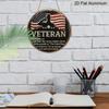 2D Flat, 1pc Round Aluminum Hanging Sign - "Veteran Definition" Patriotic Metal Wall Art, Vintage American Flag & Salute Silhouette Design, Perfect