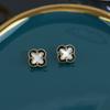 Shell Dripping Oil Four-Leaf Flower Stud Earrings High-End Fashion Versatile Earrings Big-Name Temperament Earrings