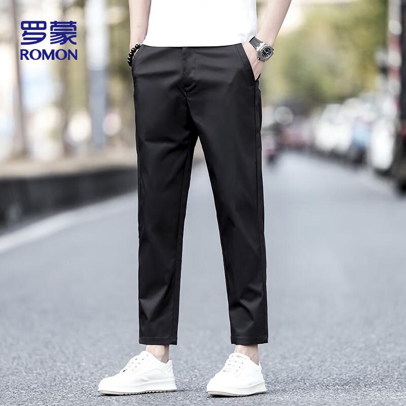 ROMON Men's LL89 Straight-Leg Ice Silk Casual Pants
