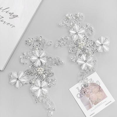 Plasă Albă Mărgele Handmade Floare Perle Decorațiune Flori Autocolant Pânză Accesorii Îmbrăcăminte Rochie Accesorii Nuntă Autocolante Pânză Accesorii