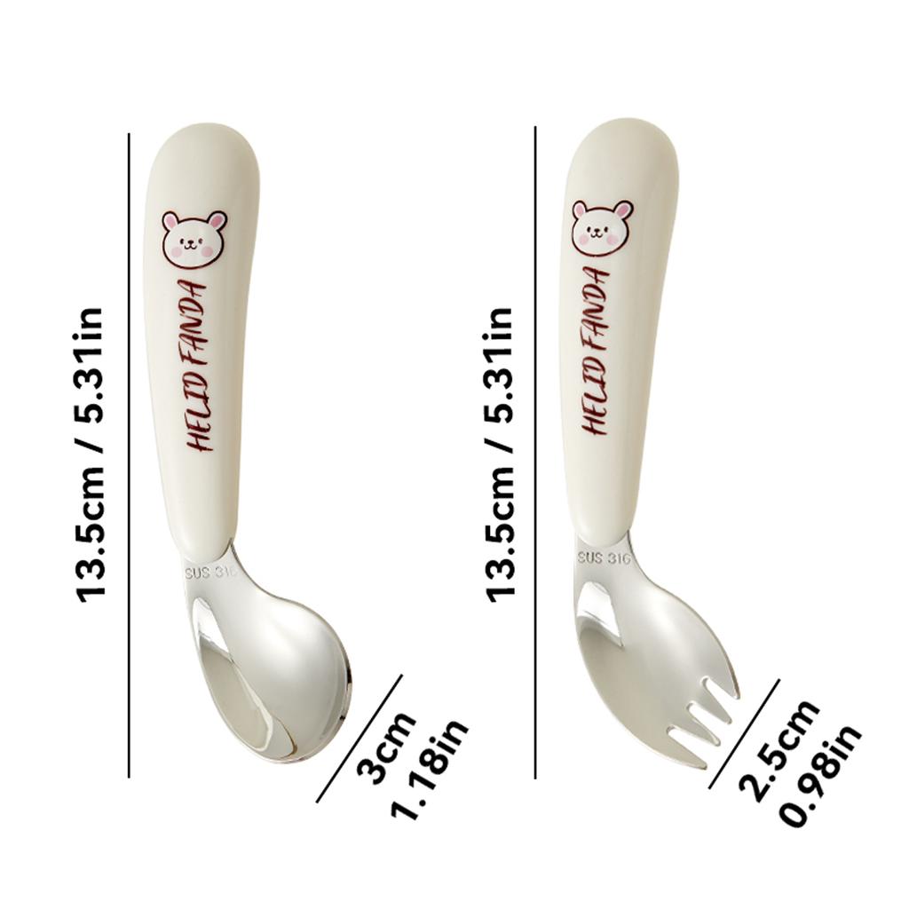 Tragbares Kindergeschirrset aus 316 Edelstahl, niedliches Fütterungsbesteck, Löffel, Gabel, Lernstäbchen, Kinderbesteck
