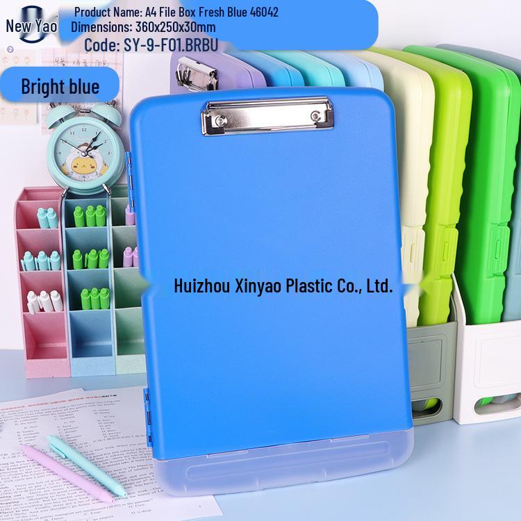 Large Capacity A4 File Box with Pen Slot & Clipboard for A5 Paper Storage